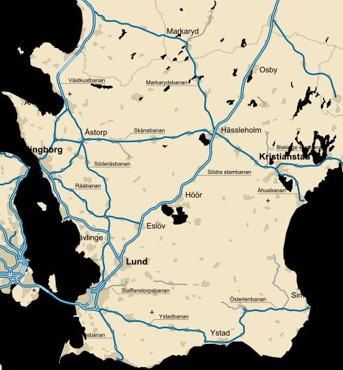 (bilden nedan). Länken mot Öresundsbron ser i bilden ut att inte öka, men det gör det i underlaget. Bilderna är skillnad mot basår 2014, för 2040 (version 1604) och 2040 (version 1804). 2014: 0.