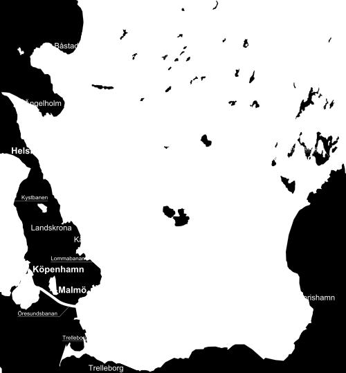 3 1804: 1.4 2014: 0.4 1604: 0.5 1804: 0.6 Figur 11 Utvalda punkter i järnvägsnätet. Siffrorna representerar antal ton per år i miljontals.