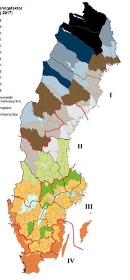 Geografiska justeringsfaktorer Geografisk justeringsfaktor (F geo ) Klimatzon F geo I 1,3 1,9 II 1,0 1,4 III 0,9 1,1 IV 0,8 1,0 F geo =