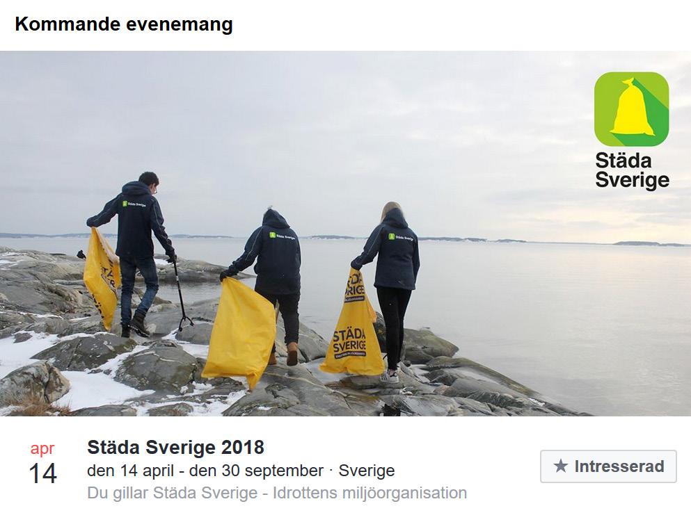 facebook.com/events/1805603439496202/) är evenemanget för alla som under året deltar i någon av alla Städa Sverige-städningar.