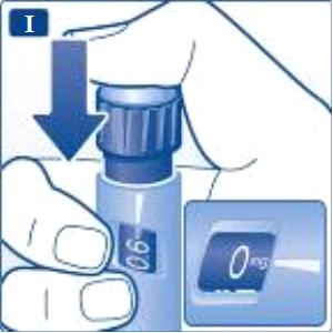 Var försiktig så att du inte trycker på doseringsknappen när du vrider dosväljaren bakåt, eftersom liraglutidlösning kan sippra ut.