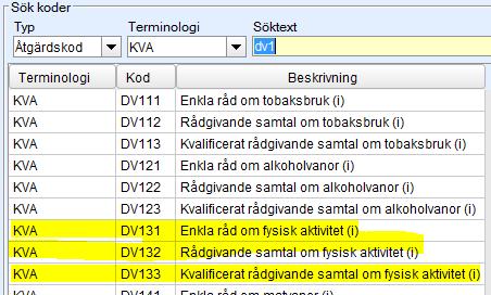 Fysisk aktivitet Fysisk aktivitet steg 1, 2, 3 samt FaR 2. Registrering val av åtgärd 3.