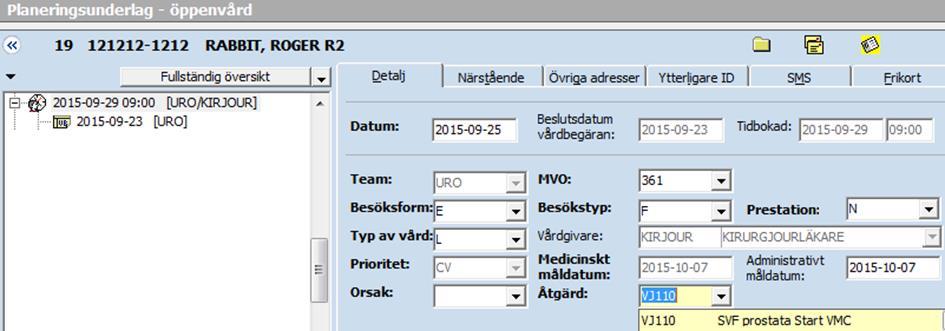 Diagnosregistrering KVÅ-kod för Start av SVF: V(XX)10 För mer info om KVÅ-koder se Kodningsvägledning från SKL 1.