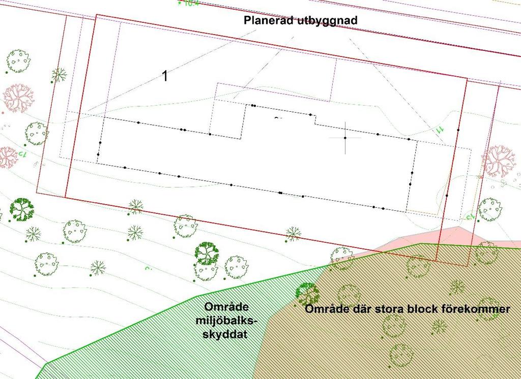 3 Planerad byggnations påverkan Planerad byggnation (figur 7) bedöms endast i liten omfattning störa de geologiska skyddsvärdena.