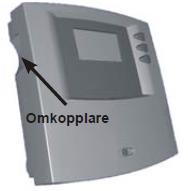 För att manuellt slå på och av pumpen, eller välja automatikläget, kan omkopplaren sättas i följande driftlägen. Fig. 6 Omkopplare Automatikläge Omkopplaren är i mittenläget.