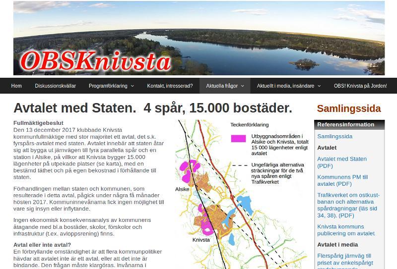 Avtalet med staten 4 spår, 15.000 bostäder www.obsknivsta.