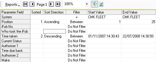 [40] TRAKA NYCKELHANTERING KOM I GÅNG GUIDE Olika typer av filter kan användas I parametrar fälten.