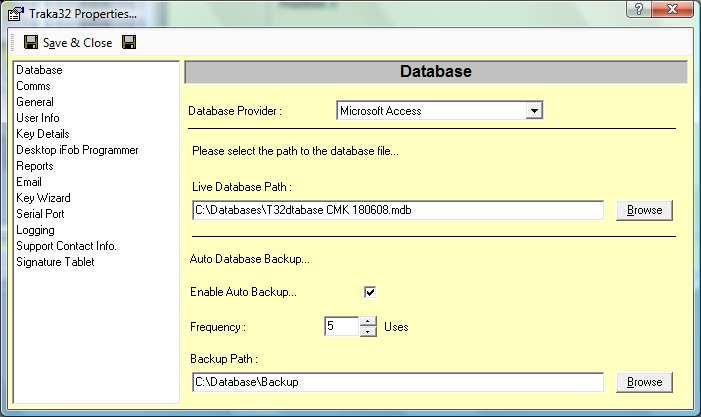 Om du använder en SQL databas, vänligen se Traka User Guide, ta kontakt med en Traka representant eller prata med Er IT avdelning för mer information.