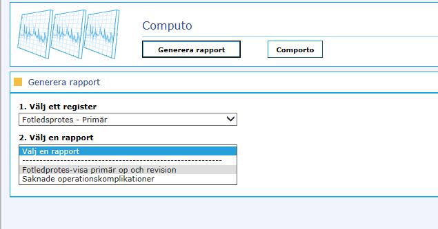 Därefter väljer man rapport under Välj en rapport I detta exempel