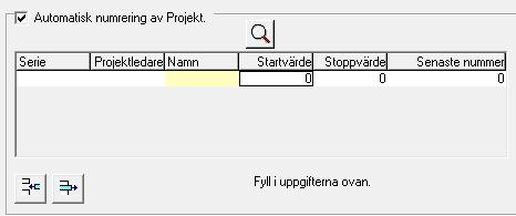 Har du valt automatisk numrering i Arkiv - Företagsinställningar - Tid/Projekt - Projekt kommer du få välja vilken serie du vill