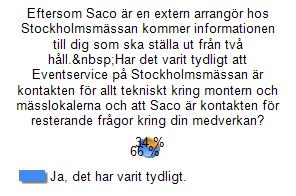 Fråga 4 Eftersom Saco är en extern arrangör hos Stockholmsmässan kommer informationen till dig som ska ställa ut från två håll.