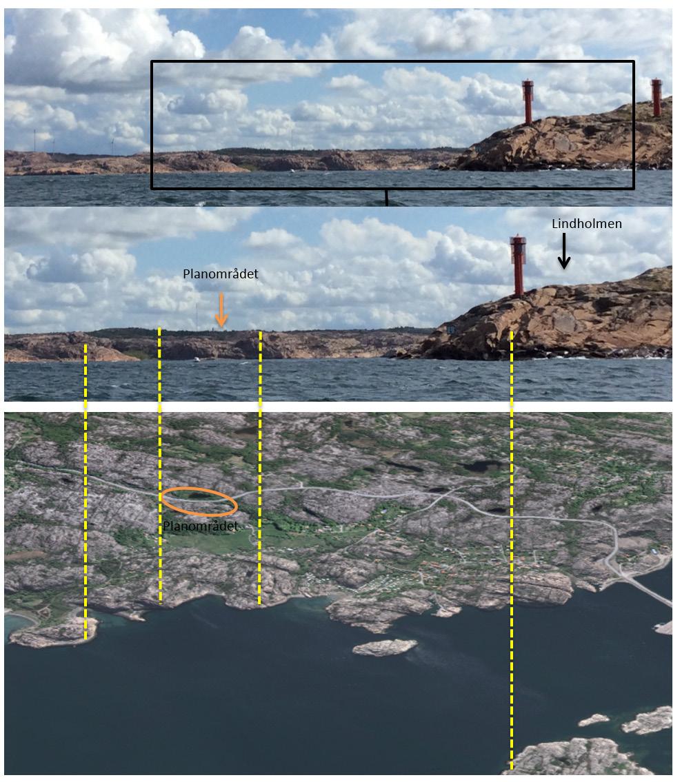 Även på ett avstånd av 2,5 km är det svårt att urskilja planområdet.