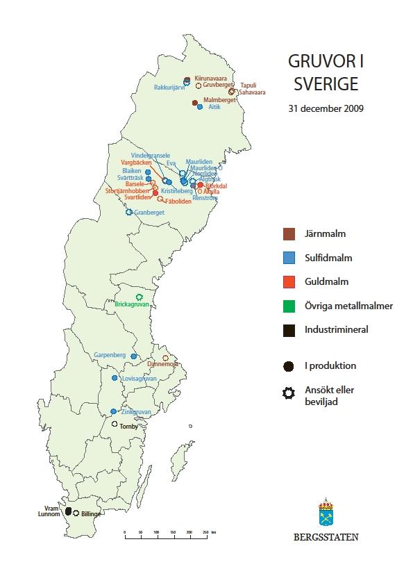 Ärenden hos Bergsstaten 2000-2010 -45 ansökningar om bearbetningskoncession, 19 avser nya gruvor, 12 i AC län -17