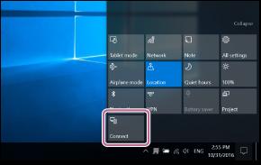 1. Välj [Connect] i Action Center längst