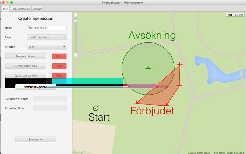 Autonom spaning med quadcopter 13 Figur 5: Planeringsflikens layout. 4.