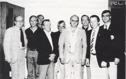 Förbundsstyrelsen 1980: Fr v Karl-Erik Frisk, Vimmerby, Leif Sällqvist, Kalmar, Nils Andersson, Västervik, Sven-Erik Johansson, Jönköping, Ove Persson, Värnamo, Bo Sturedahl, Jönköping, Göran