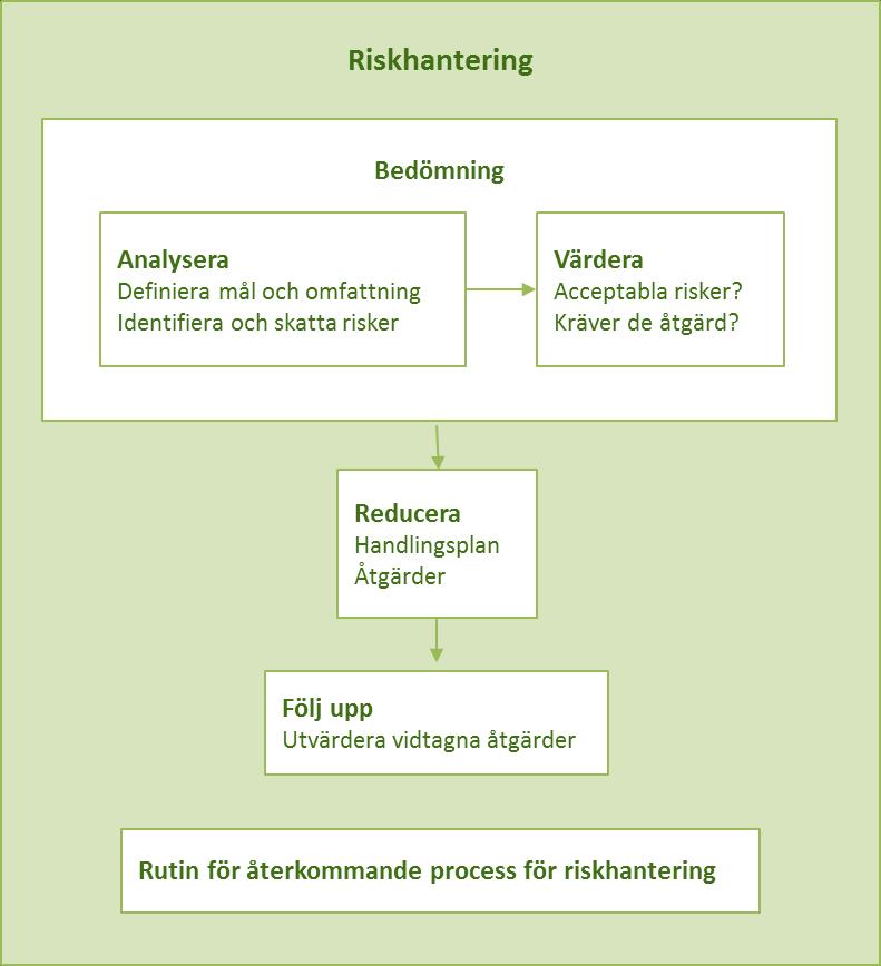 Att arbeta med grovanalys och matriser Här beskriver vi ett sätt att arbete med de sex delmomenten A-F som nämndes under rubriken Vad är miljöriskhantering?