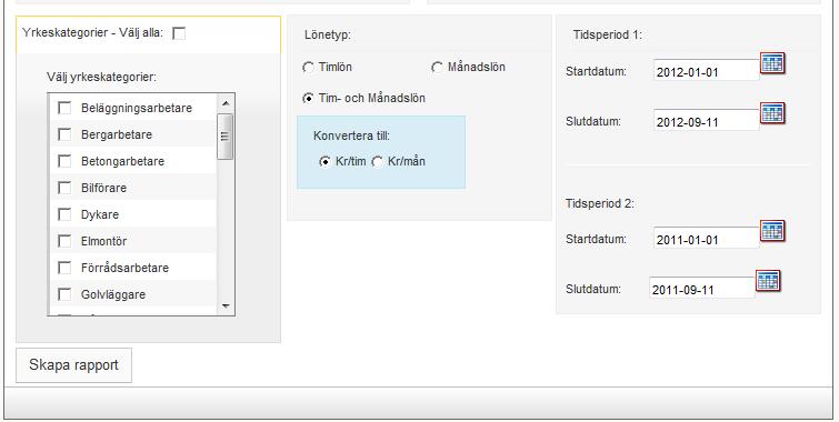 Rapporter Tidlön: Lösen-rapport På länken Lösen-rapport tar du ut tidlönerapporter med en mängd valmöjligheter.