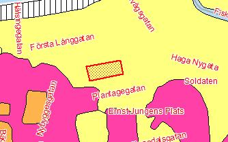 Barken inom stadsdelen Masthugget 8 () 217-7- Figur 7. Utdrag ur jordartskartan med planområdet markerat med en röd rektangel. Rosa område visar berg och gult postglaciär finlera.