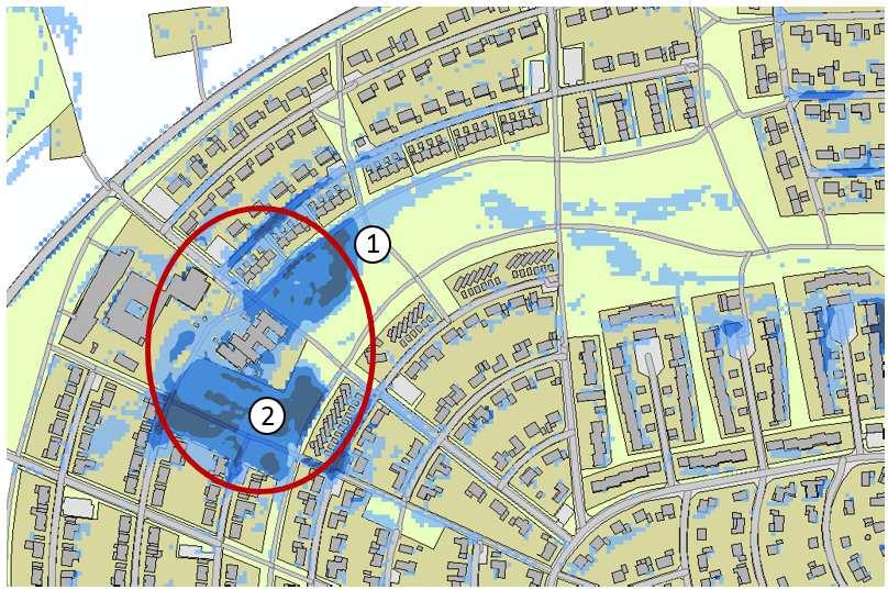 24 Dalby Dalby har inga tydliga stråk, utan översvämningarna är begränsade till mindre områden. Kring Hagalundskolan och förskolan Hagen bildas utbredda vattenansamlingar med stora vattendjup.