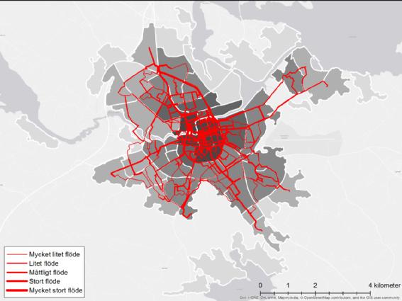 Ytterligare en möjlighet är att i kartor förtydliga stråk och stadsdelar med ett stort potentiellt flöde av cyklister, där behovet av god framkomlighet för cyklister och god cykelinfrastruktur är
