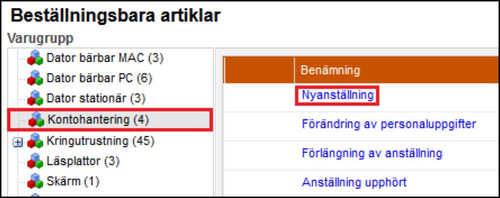 Inloggning i både Serviceportalen och Beställningswebben görs med personalkonto och personallösenord.