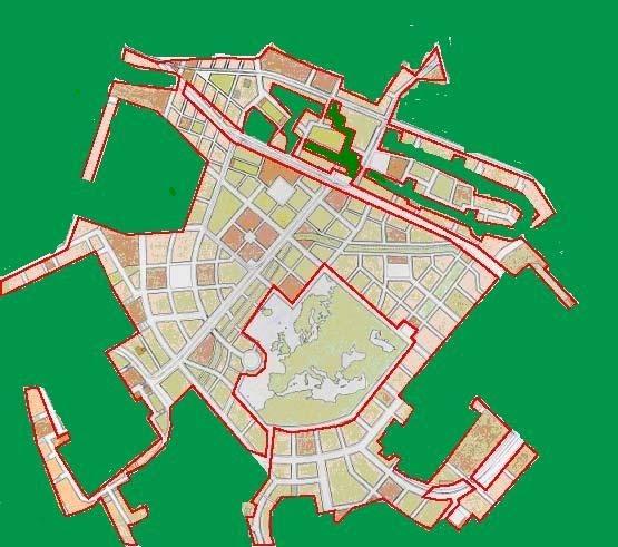 Om en lika stor helt obebyggd markyta -skulle bebyggas, enbart med planens föreslagna innehåll, skulle tätheten i hela detta område - inklusive omgivande