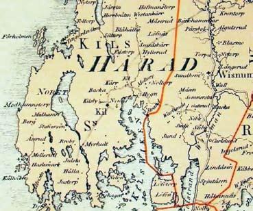 FRANSSON Figur 6. Delar av Visnums-Kils och Visnums socknar, sydöstra Värmland. Del av S. G. Hermelins karta över Värmland av år 1808, rättad och tillökt 1846.