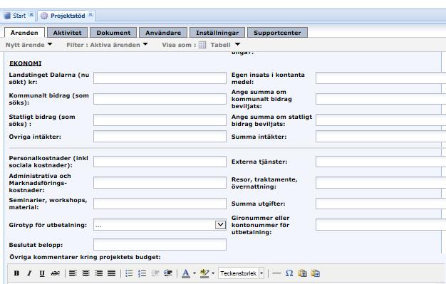 Var noga med att fylla i korrekta kontaktuppgifter så att vi kan nå både per telefon, mejl och fysisk post. Budget: Sedan fyller ni i om ekonomi.