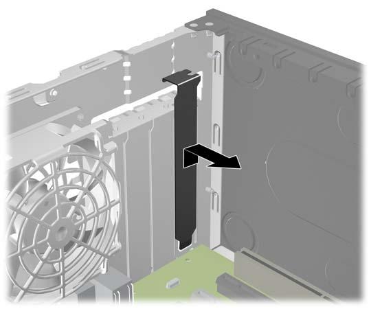 8. Ta bort skyddet för expansionsplatserna eller det befintliga expansionskortet innan du installerar ett expansionskort. OBS!