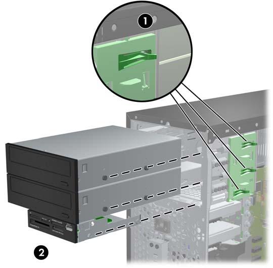 b. Om du tar bort en mediekortläsare lossar du USB-kabeln från moderkortet. Bild 2-18 Koppla loss mediekortläsarens USB-kabel 7.