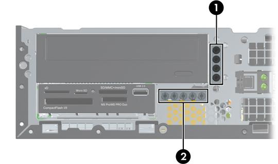 Installera och ta bort enheter Så här installerar du enheter: Den primära SATA (seriell ATA)-hårddisken ska anslutas till den mörkblå, primära SATAkontakten på moderkortet (märkt SATA0).