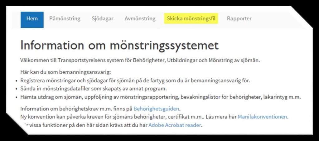 6 (8) 2 Läs in mönstringsfil Klicka på fliken Skicka mönstringsfil. Klicka i rutan eller dra filen via filhanteringsprogrammet du använder på datorn till markerat område.