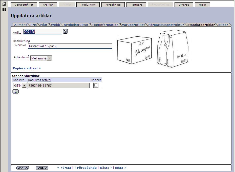 Senast uppdaterat: 10-06-14 Exder Coop ESAP 20.1 v1.5 Sida 13 av 33 Standardartiklar: Under fliken standardartiklar fyller ni i ert GTIN.