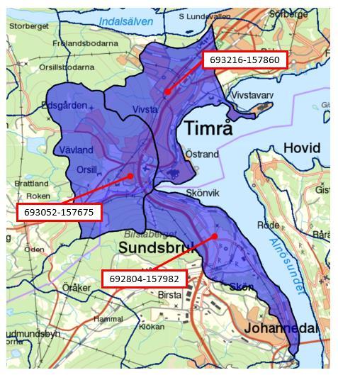 Figur 4. Delavrinningsområden som berör aktuellt område. VISS Avrinningen av yt- och grundvatten i området sker generellt i riktning mot Skönviken. Tabell 1.