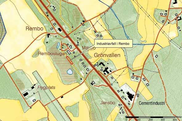 Figur 3. Industriavfall i Rembo. Fram till början av 1965 var aluminiumfabriken, som vid den tidpunkten hette AB Svenska Aluminiumkompaniet, ett primärt aluminiumverk.