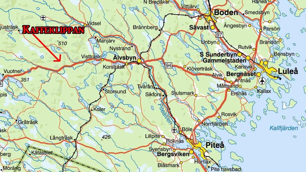 VÄGBESKRIVNING Från Älvsbyn: Kör längs väg 94 i riktning mot Arvidsjaur, efter ca 35km sväng höger in på Sarvasvägen, (Strax efter