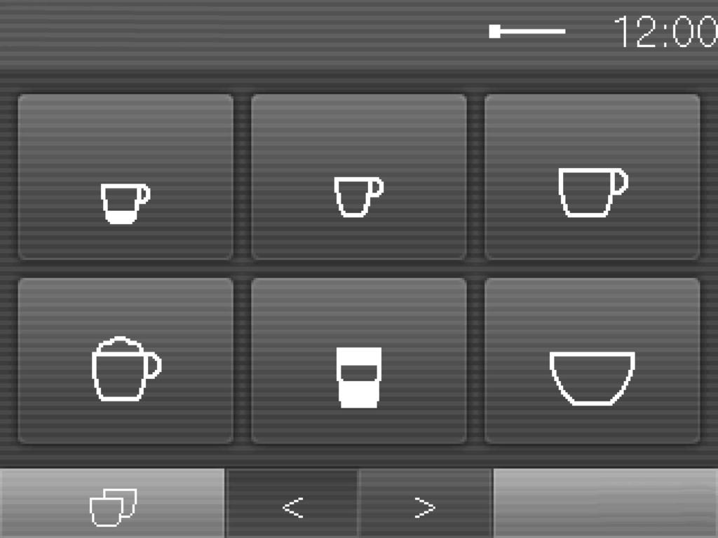 Använda kaffemaskinen Touchdisplay Touchdisplayen kan repas av spetsiga eller vassa föremål som exempelvis pennor. Rör touchdisplayen endast med fingrarna.