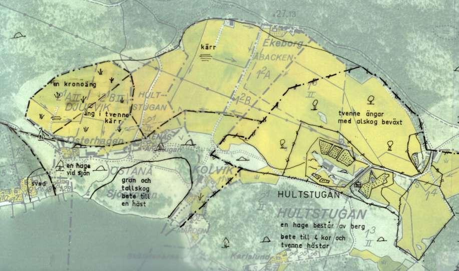 Bild 11. Historiskt kartöverlägg år 1700. Med hjälp av äldre kartor kan vi tolka hur det såg ut för 300 år sedan.