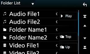 3 Tryck på [Folder List] (mapplista). 4 Tryck på önskad mapp. När du trycker på en mapp så visas dess innehåll.