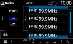 Radio Radio Radio, grundläggande användning De flesta funktioner kan utföras från skärmen för källkontroll. Tryck på [Radio]-ikonen på HOME-skärmen när du vill öppna radio-läget.