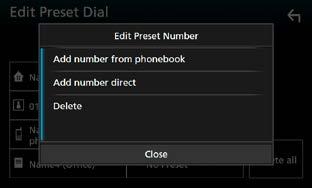 Du kan söka i mobilens telefonbok med rösten. (Hur funktionen fungerar beror på mobiltelefonen.) 1 Håll knappen < > nedtryckt i en sekund. Tryck under en sekund 3 Välj var du vill förinställa.