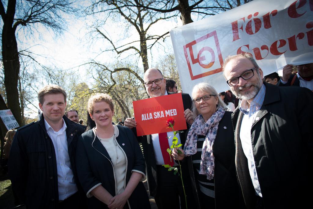 Huvudparollen var Svenska modellen ska utvecklas inte avvecklas. Huvudtalare på Norra Bantorget var LOs ordförande Karl-Petter Thorwaldsson. Stockholms finansborgarråd Karin Wanngård talade också.