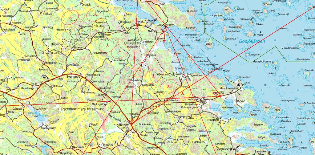 I vindplanen finns också riktlinjer för säkerhetsavstånd. Säkerhetsavstånd till byggnader och platser där människor ofta vistas bör minst vara vindkraftverkets navhöjd plus tre gånger rotordiametern.