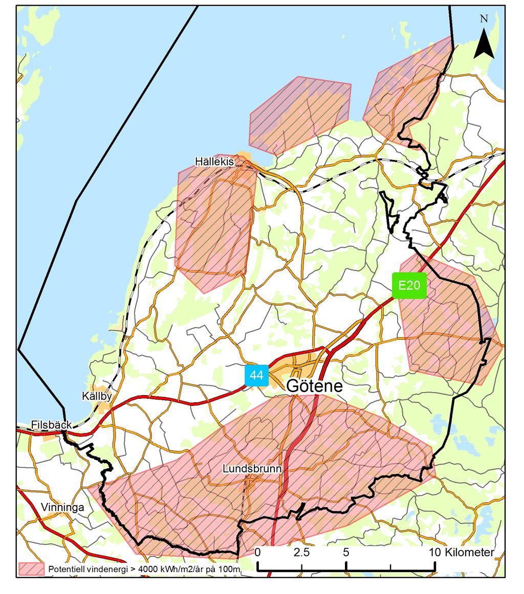 Tematiskt tillägg till Götene kommuns översiktsplan, april 2016 TEKNISKA FÖRUTSÄTTNINGAR FÖR VINDKRAFT I GÖTENE KOMMUN Vindförutsättningar Med den långa kusten mot Vänern är vindförutsättningarna i