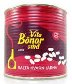 Skölj bönorna under rinnande kallt vatten, sedan är de klara att använda. 56 555 SMÅ VITA BÖNOR Storkök.....KRAV 4 x 2,6 kg.