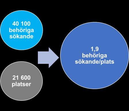 Sida 5 av 10 3 Antal sökande per plats Antalet utbildningsplatser skiljer sig mellan utbildningsområdena.