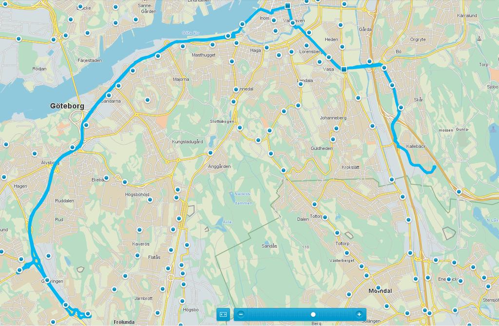 Sida 7 av 12 Hållplats: Korsvägen. Ändhållplats: Kallebäck Hållplats: Gräddgatan.