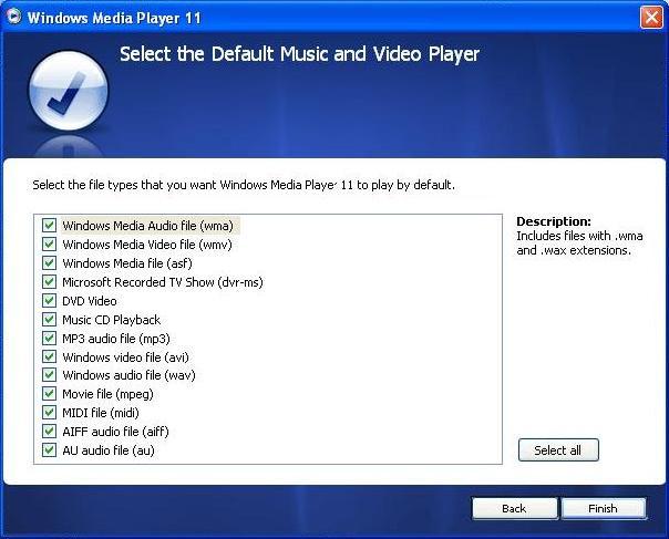 OBS Ditt mediabibliotek överförs just nu till Windows Media Player 11.
