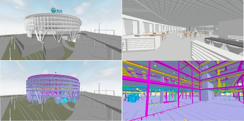 Under SCA-projektet fanns tillgång till VR-glasögonen på byggarbetsplatsen. Figur 6. Bilder tagna från SCA-modellen.
